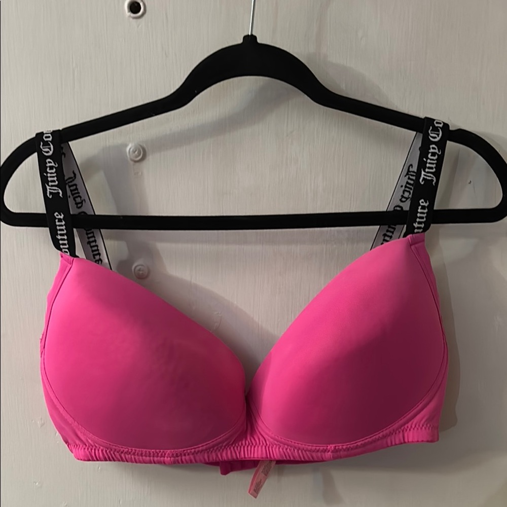 Juicy Couture Pink Adjustable Wide Strap Bra 40C Comfy Minimalist Lingerie Cozy